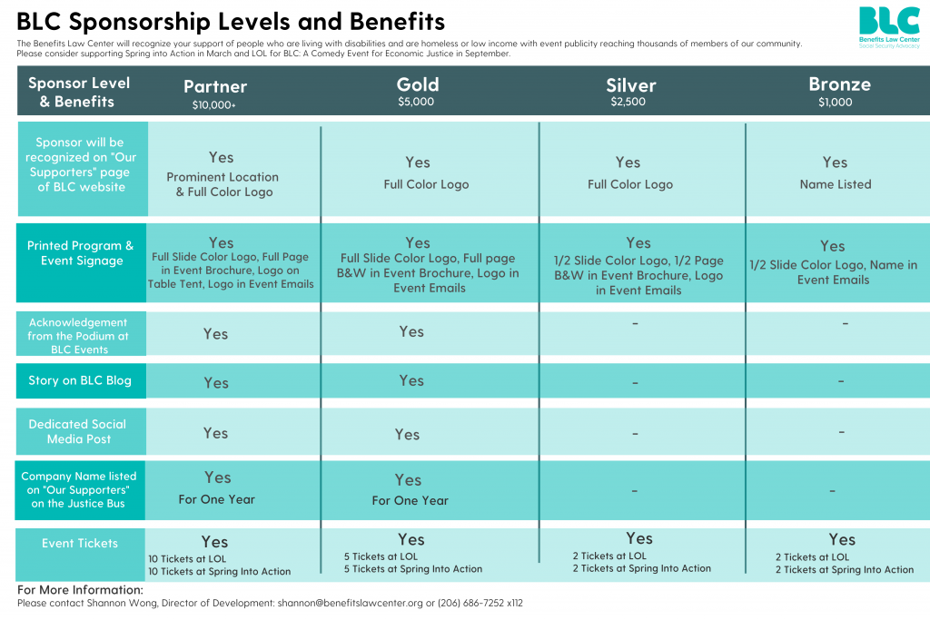 BLC 2020 Sponsorship Levels Benefits Law Center